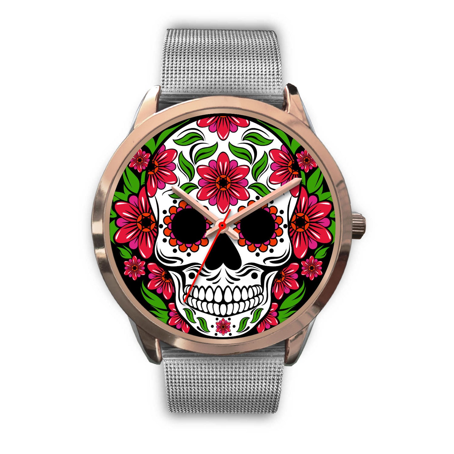 Sugar skull watch - floral skull watch