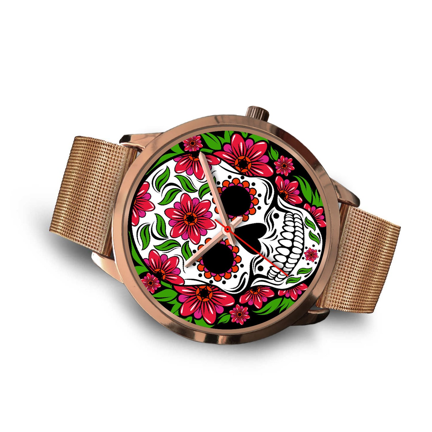 Sugar skull watch - floral skull watch