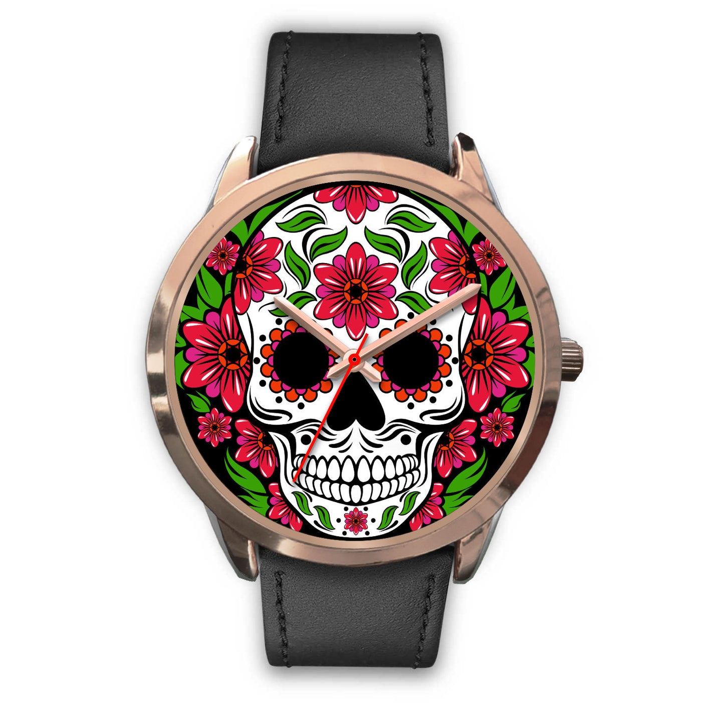 Sugar skull watch - floral skull watch