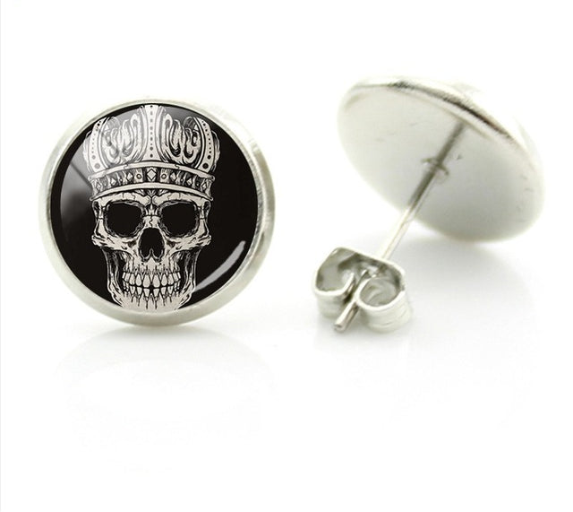 Skeleton Heart Stud Earrings Rock Punk skull earring wholesale price Halloween party fashion Retro for women jewlery A651