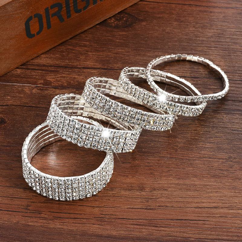 1PC Fashion Hot Sale Popular Bracelet For Women Crystal  Stretch Shine Wedding Bridal Gift