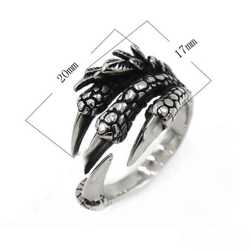 1PC Sale Punk Silver Men Women Ring Mental Dragon Claws Size 8  9  10 Personality iker Rings Vintage Gothic Jewelry