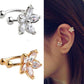 1PC Women's Fashion Cz Crystal Flower U Shape Ear Cuff Clip-on No Piercing Earring