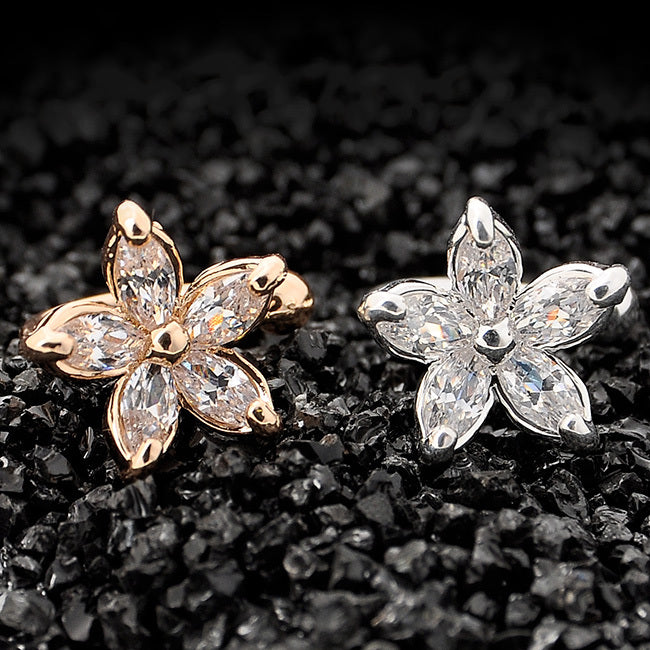 1PC Women's Fashion Cz Crystal Flower U Shape Ear Cuff Clip-on No Piercing Earring