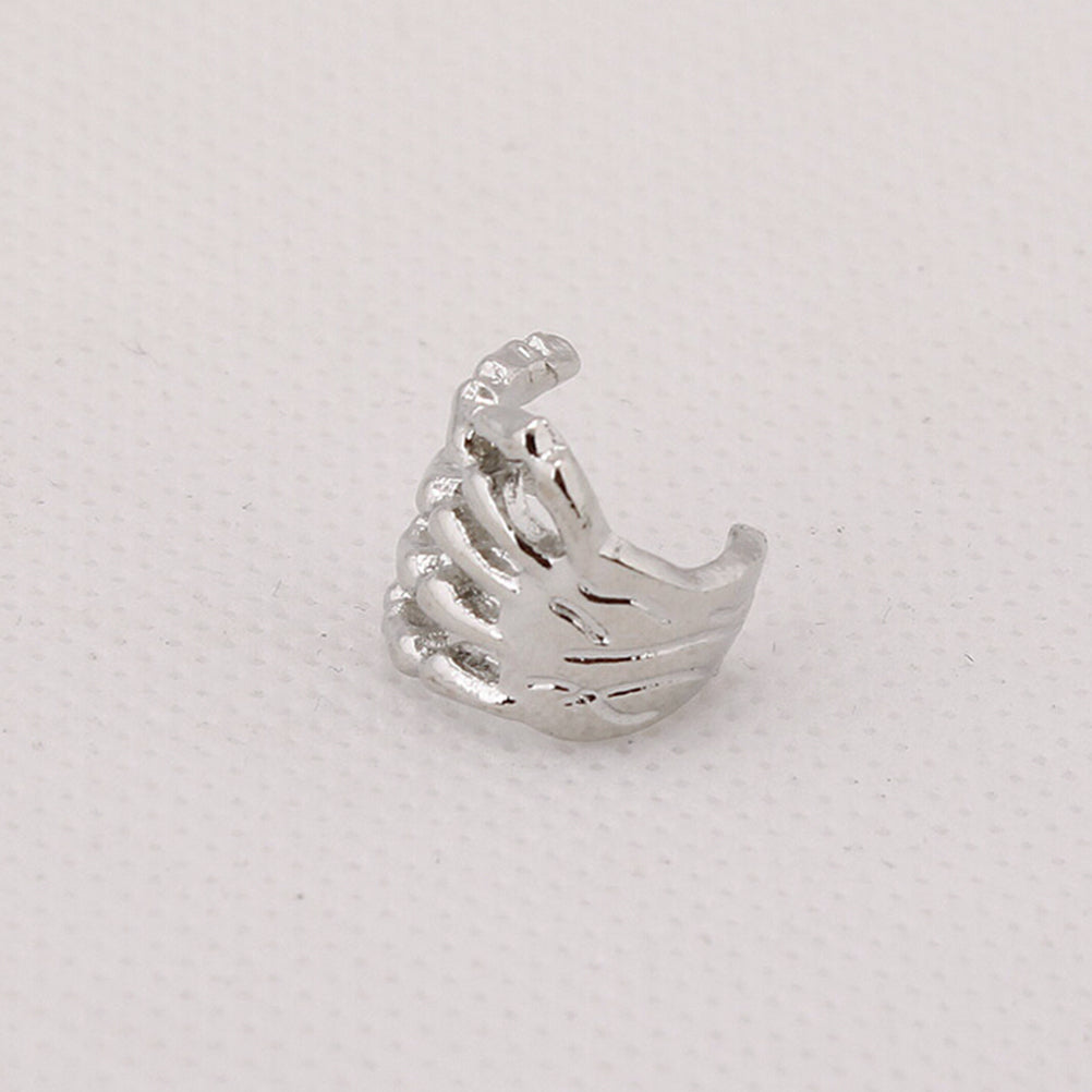 1Pc Skeleton Finger Hand Ear Clip Unisex Punk Simple Design Silver Color Ear Cuff