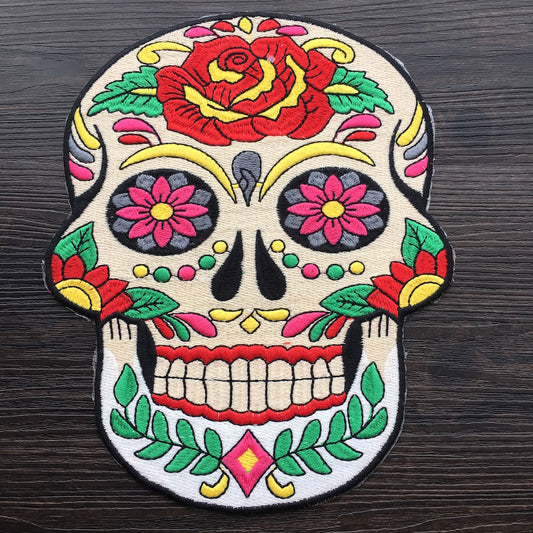 1Pcs Water Soluble Cool Skull Iron on Embroidery Applique Patches, Iron on Patches Applique for Clothes