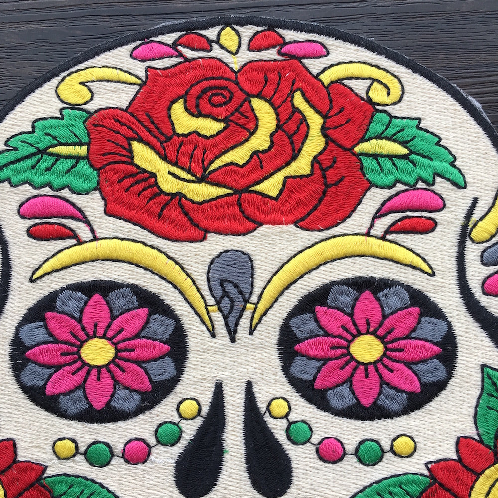 1Pcs Water Soluble Cool Skull Iron on Embroidery Applique Patches, Iron on Patches Applique for Clothes