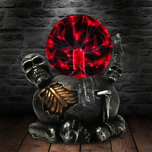 1Piece Black Claw Holding Skull Horror Lighting Plasma Ball Touch Responsive Desk Lamp Decorative Lighting Figruine Statue