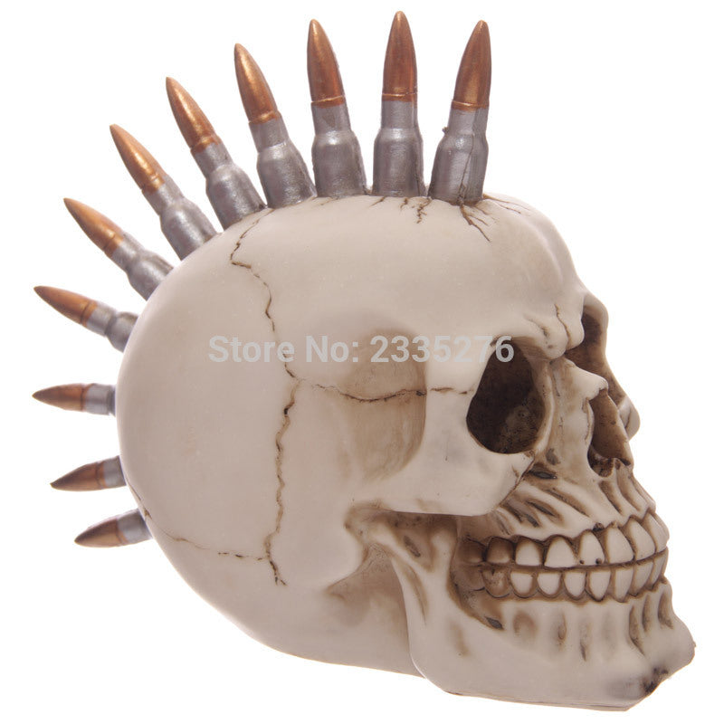 1Piece Halloween Resin Skull Collection Bullet Hair Punk Skull Skeleton Head Ornament