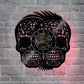 1Piece Handmade Art Hanging Timepiece Double Mexican Skulls Vinyl Wall Clock Halloween Party Creative Decor Gift