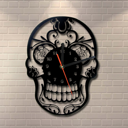 1Piece The Day of Death Mexican Skull Ornament Quartz Ring Face Vintage Art Home Decor Wall Clock