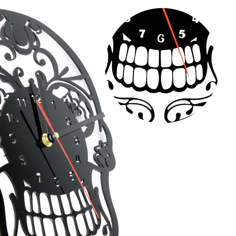 1Piece The Day of Death Mexican Skull Ornament Quartz Ring Face Vintage Art Home Decor Wall Clock