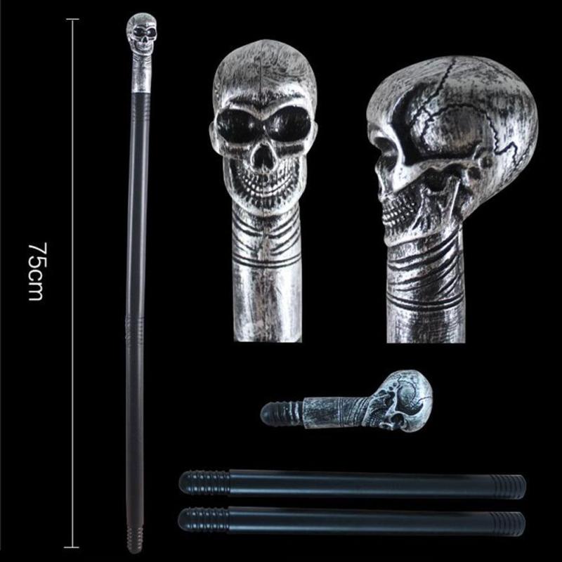 1Set Egyptian Pharaoh Scepter Halloween Cosplay Costume For Masquerade Party Props Snack Head Cane Skull Death Scepter S3