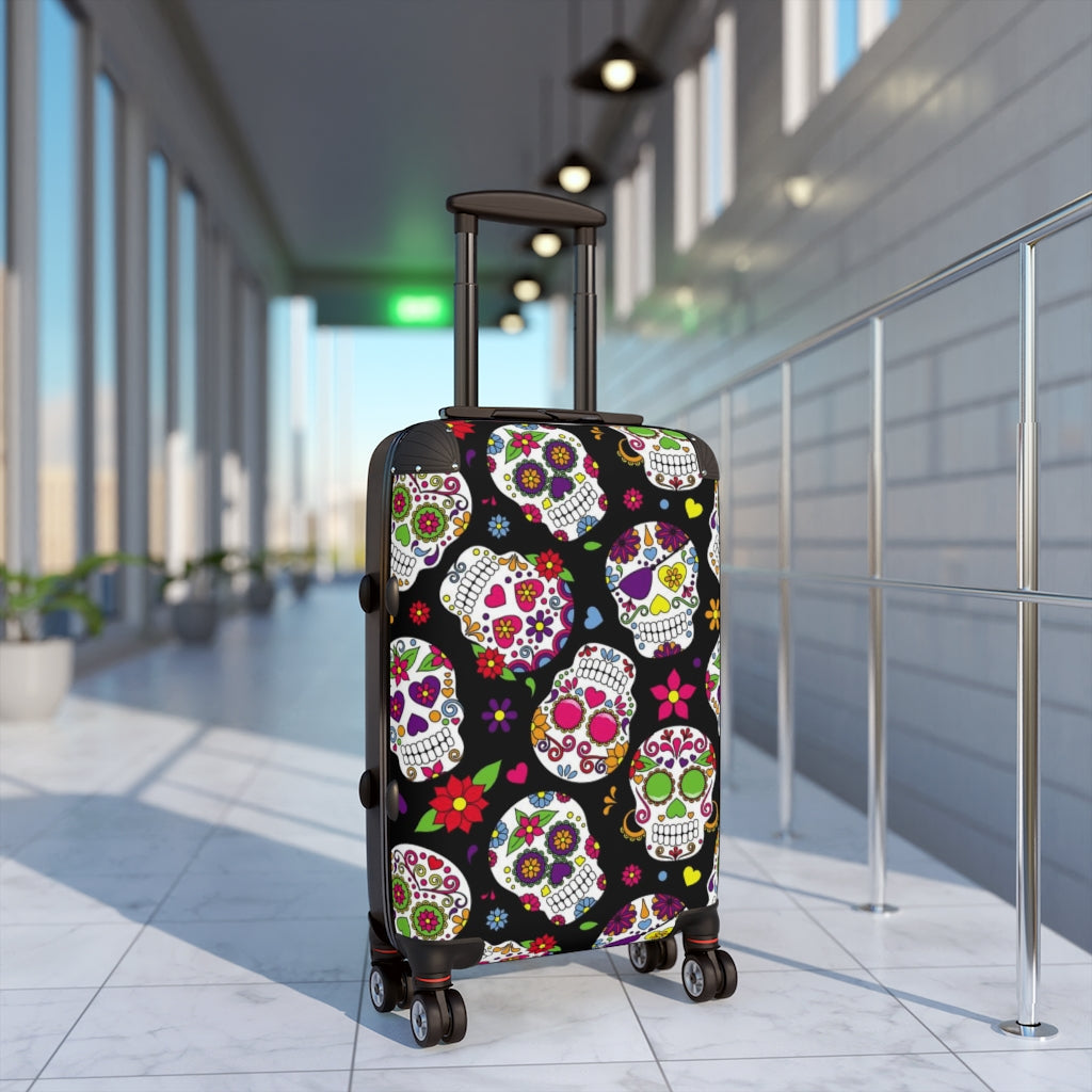 Day of the dead sugar skull Suitcases, floral skull suitcase luggage, sugar skull luggage, dia de los muertos suitcase