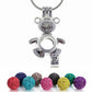 Dragon Skull Angel Horse Dolphin Bear Mermaid Shape Trendy Necklace With 6PCS Lava Rock Beads Velvet Bag Cute Jewelry