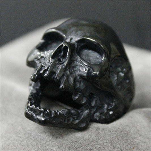 1pc Black Silver Huge Skull Ring 316L Stainless Steel Punk Style Newest Design Men Boys Skull Ring