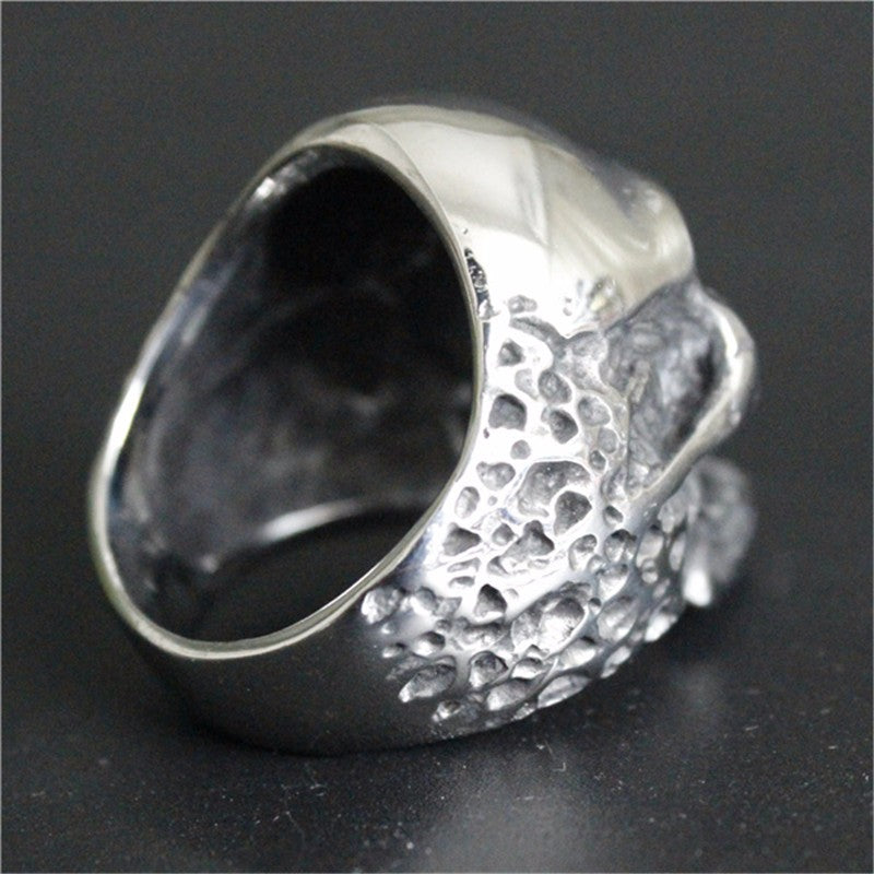 1pc Black Silver Huge Skull Ring 316L Stainless Steel Punk Style Newest Design Men Boys Skull Ring