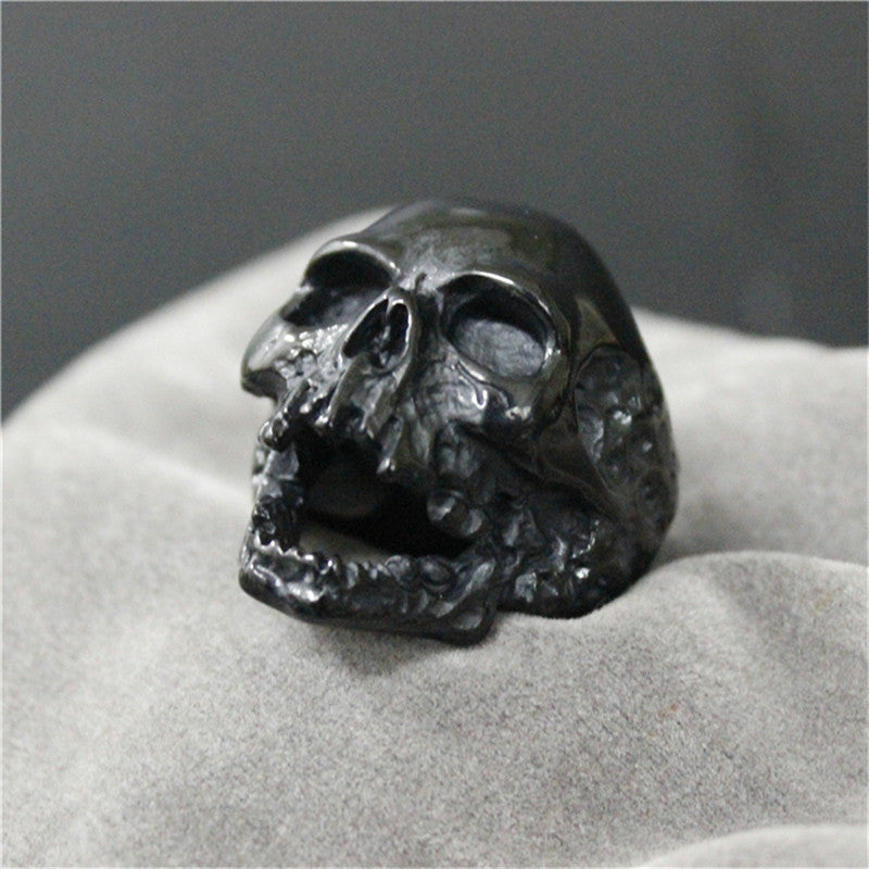 1pc Black Silver Huge Skull Ring 316L Stainless Steel Punk Style Newest Design Men Boys Skull Ring