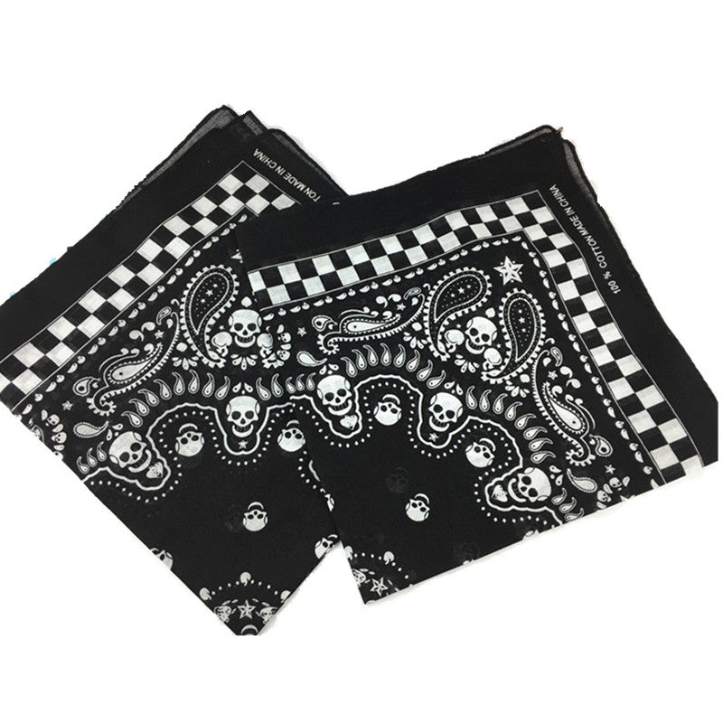 1pc Fashion Men Women Bohemian Paisley Skull Head Print Hairbands Hiphop Cotton Headbands Scarves Ethnic Turban