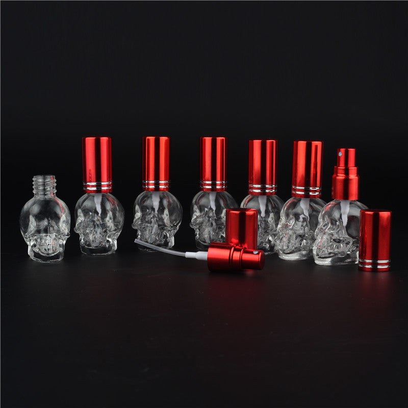 1pcs 8ML 10Colors Mini Travel Unique PersonalitY Skull Shape Empty Glass Perfume Bottle Small Sample Portable Parfume Bottles