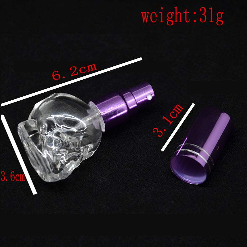 1pcs 8ML 10Colors Mini Travel Unique PersonalitY Skull Shape Empty Glass Perfume Bottle Small Sample Portable Parfume Bottles