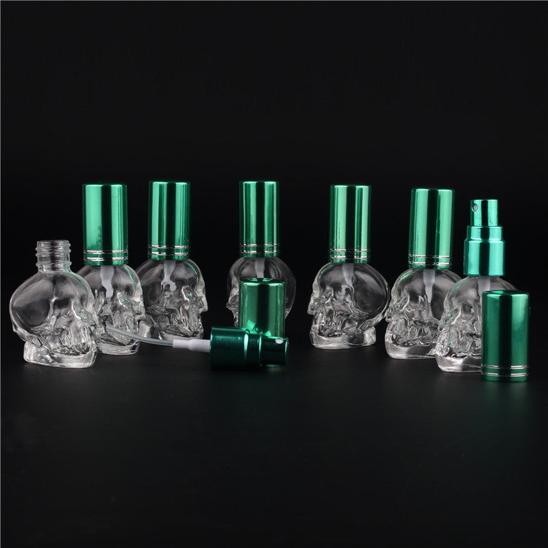 1pcs 8ML 10Colors Mini Travel Unique PersonalitY Skull Shape Empty Glass Perfume Bottle Small Sample Portable Parfume Bottles