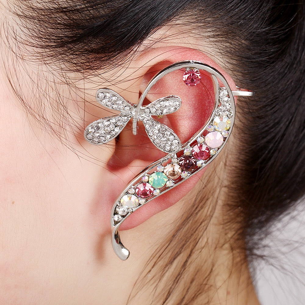 1pcs Right Left Ear Clip Fashion Butterfly Earcuff Jewelry Golden Clip On Earrings Ear Cuffs For Women