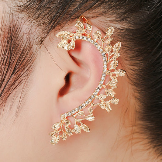1pcs Right Left Ear Clip Fashion Rhinestone Hot Earcuff Jewelry Meniscus Golden Clip On Earrings Ear Cuffs For Women
