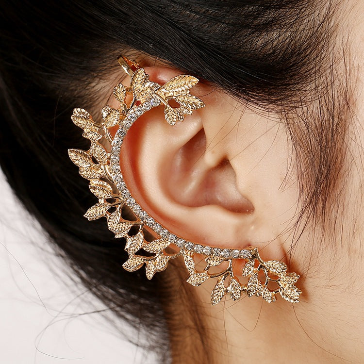 1pcs Right Left Ear Clip Fashion Rhinestone Hot Earcuff Jewelry Meniscus Golden Clip On Earrings Ear Cuffs For Women