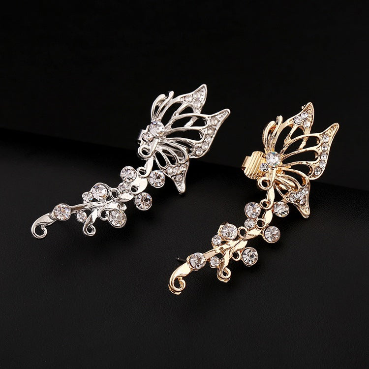 1pcs Right Left Ear Clip Fashion Rhinestone Hot Earcuff Jewelry Meniscus Silver Plated Clip On Earrings Ear Cuffs For Women