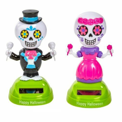 Set of 2 Day of the Dead Sugar Skull Dancing Solar