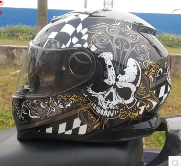 full face helmet run double lens helmet motorcycle helmet stunning color skull