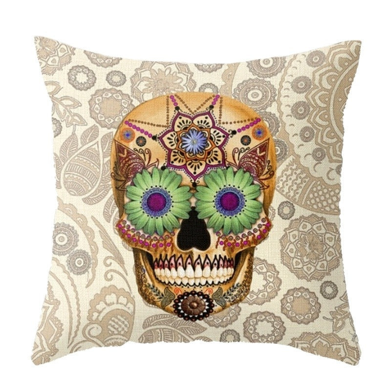 Paisley Skull Cushion Cover Bohemian Pillowcase Square Car Covers