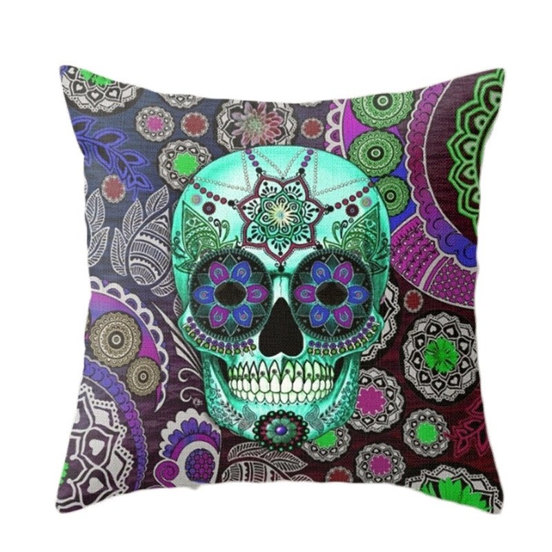 Paisley Skull Cushion Cover Bohemian Pillowcase Square Car Covers