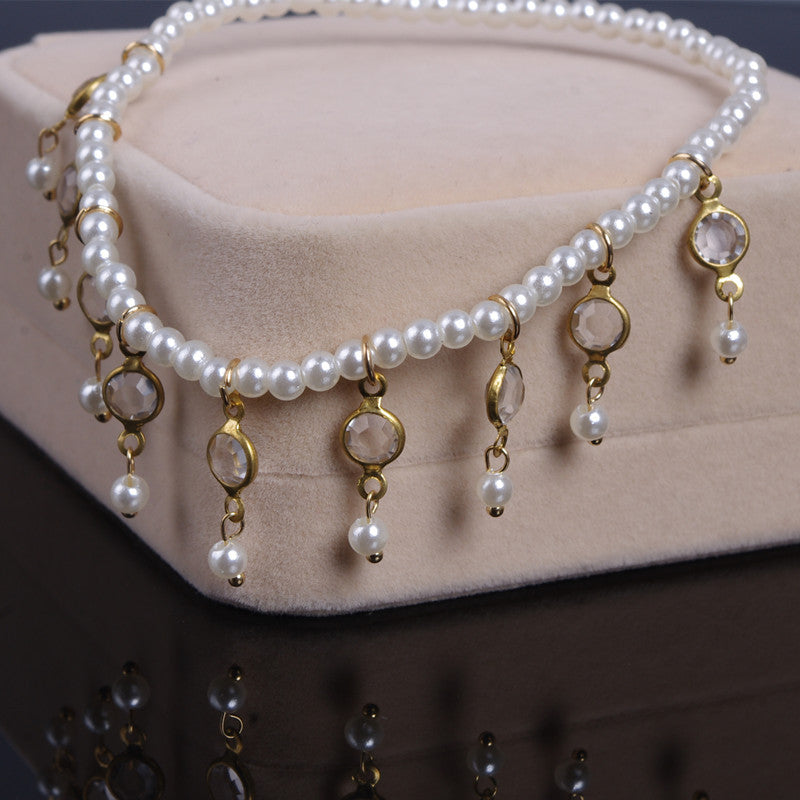Fashion Imitation Pearl Beads Pendant Anklet Foot Chain For Woman Statement  Bracelet Charm Anklets Foot Jewelry