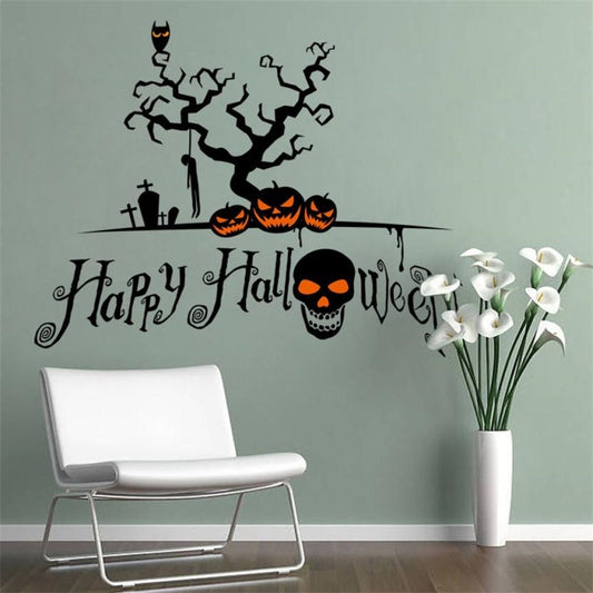Hot Sale Happy Halloween Pumpkin head owl horror skull Cartoon Wall Sticker Window Home Decoration Decal Decor halloween
