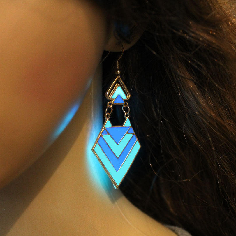 NEW Triangle Ear Cuff  GLOW in the DARK Geometric shape Ear Stud Colors arrow Earring Clip Earrings WOMEN girl gift blue
