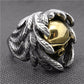 New Cool Style Golden Silver Skull Ring With Wings 316L Stainless Steel Mens Fashion Motor Biker Skull ring
