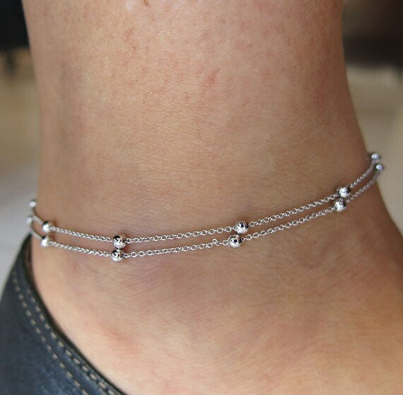 New Fashion Footwear Jewelry Punk Style Gold / Silver Two-color Chain Ankle Bracelet Bracelet