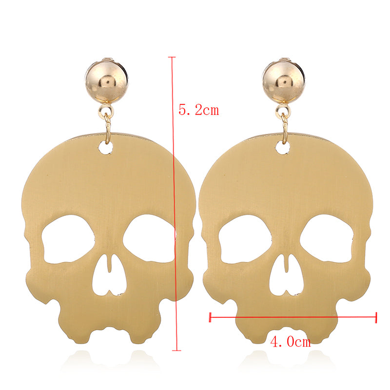 Punk Rock Hiphop Studs Personality Earrings Gold Abstract Face Skeleton Skull Stud Earrings for Women Jewelry