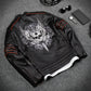 Black Men Skull Embroidery Biker Leather Jacket Plus Size 3XL Genuine Cowhide Short Motorcycle Leather Coat