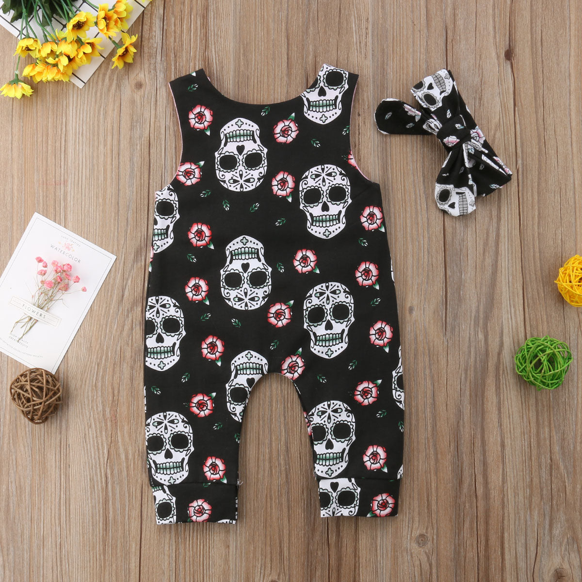 Brand New Halloween Casual Infant Baby Boy Girl Skull Romper Sleeveless