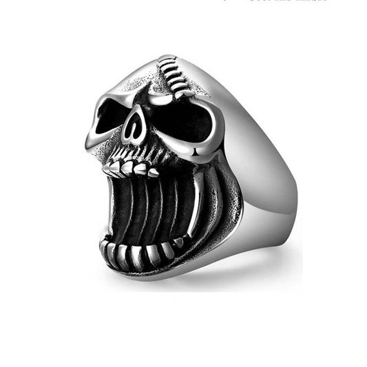 Fashion Jewelry Skull Rings Gothic Biker Punk Vintage Scar Jaw Stainless Steel Mens Ring Beer Bottle Opener For Men