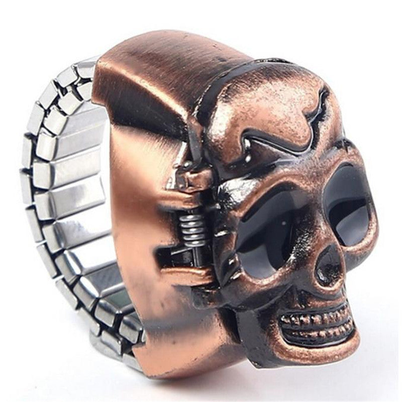 Fashion Unisex Retro Vintage Finger Skull Ring Watch Clamshell Watch wholesale relogio feminino