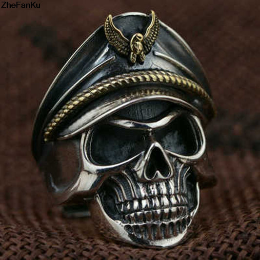 Hot sale Eagle Cap Environmental copper men Punk Skull Ring