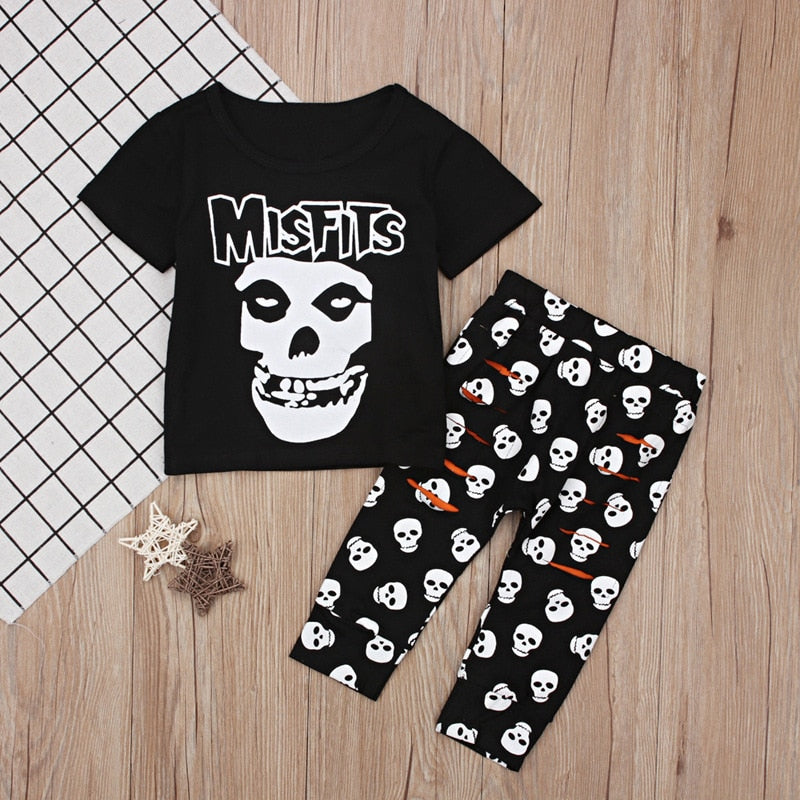 Ins Baby Halloween Outfits Skeleton Bone T-shirt Tops Pants Clothing Set Halloween Costume For Baby Girl Boy