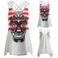 New Arrival Hot Sale Summer Women Fashion Sexy Vest Skull Striped Print Sleeveless Cut Out Strap Tank Tops Shirt free ship