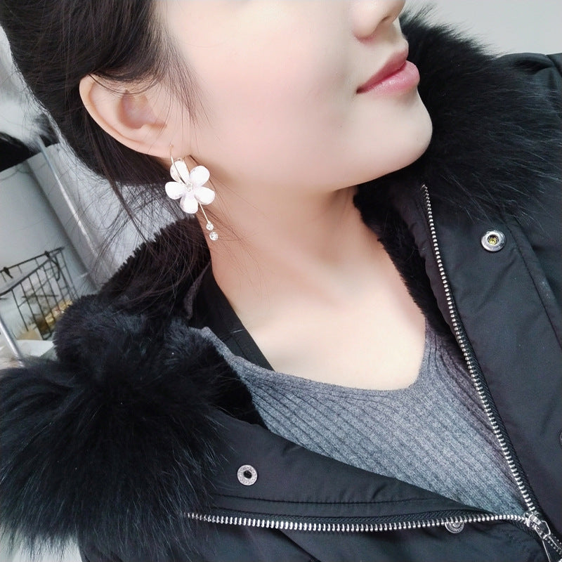 New Korean 6 Petal Acrylic Zircon Tassel Earrings Brincos OorbellenTransparent Earrings Wholesale Women's Earrings