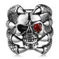 New Men'S Retro Gothic Skull Biker Metal Ring With Red Eyes Stainless Steel Fashion Color Punk For Men Us Ring Size 6C0297