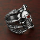 New Men'S Retro Gothic Skull Biker Metal Ring With Red Eyes Stainless Steel Fashion Color Punk For Men Us Ring Size 6C0297